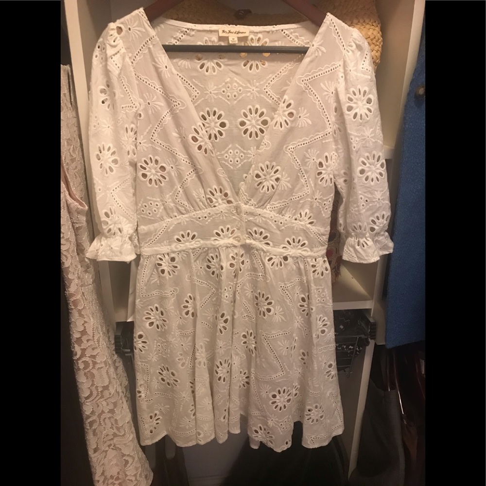 Beautiful eyelet for love & lemons mini dress.